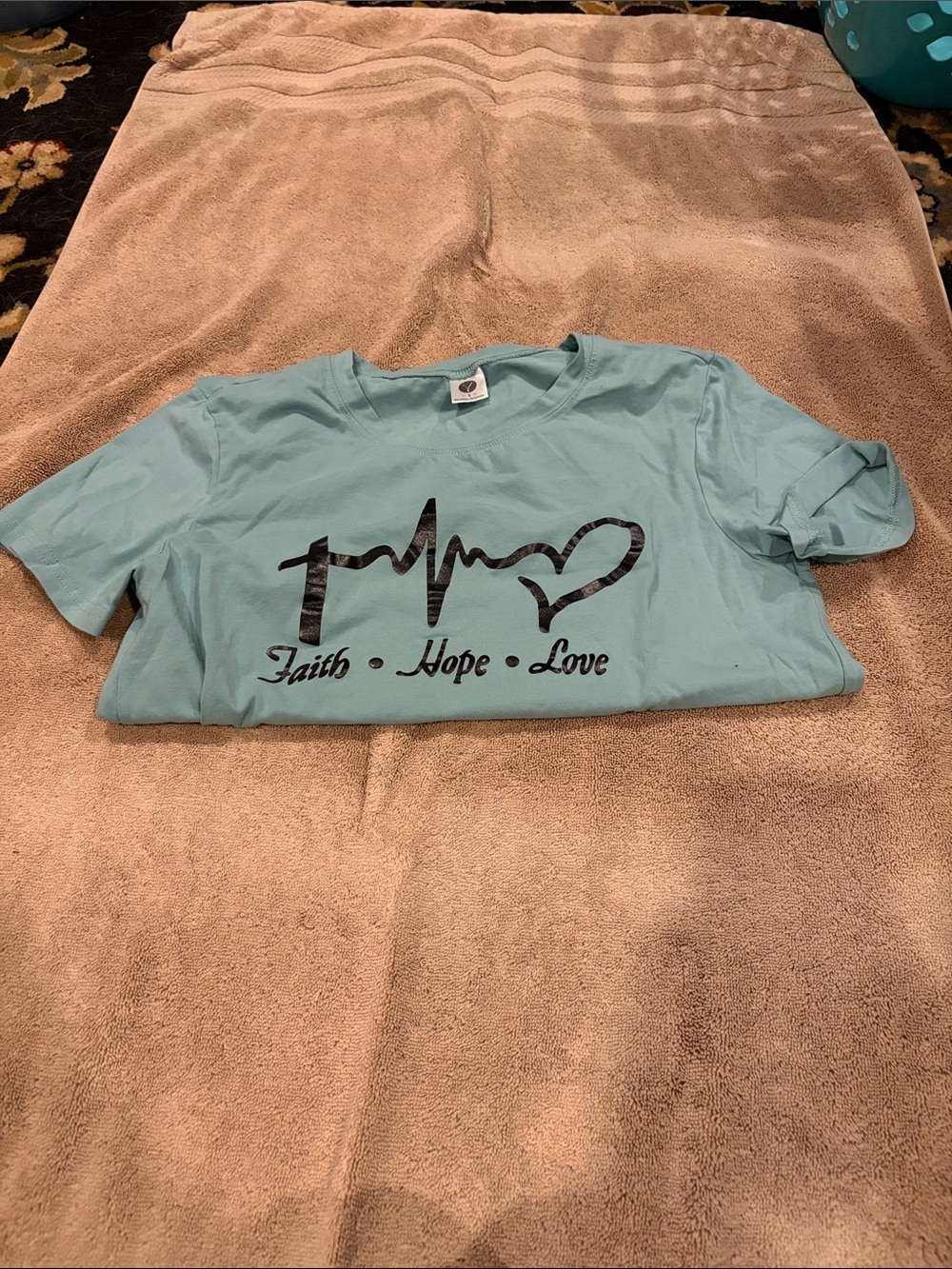 Amazon Light Aqua Faith • Hope • Love Short Sleeve Tee